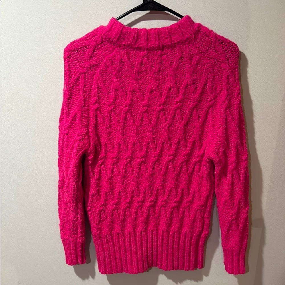 Women's Steve Madden Bright Pink Cable Knit Sweater - Picture 5 of 6